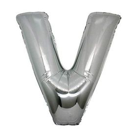 V Harf Gümüş Renk 40 cm Folyo Balon