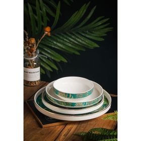 Vadi Forrest Modern Altın Orman Desenli 24 Parça 6 Kişilik Porselen Yemek Takımı