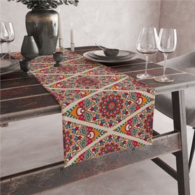 Vagonik 140x40 cm Etnik Desenli Dijital Baskılı Runner