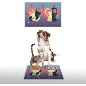 Vagonik Water Food Desenli 35x50 cm Mor Kedi Köpek İç ve Dış Kapı Mama Paspası