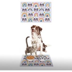 Vagonik Water Food Gökkuşağı 35x50 cm Mavi Kedi Köpek İç ve Dış Kapı Mama Paspası
