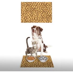 Vagonik Water Food Leopar Desenli 35x50 cm Kahverengi Kedi Köpek İç ve Dış Kapı Mama Paspası