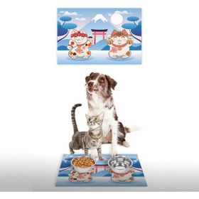 Vagonik Water Food Maneki Neko Desenli Dijital Baskılı 35x50 cm Kedi Köpek İç ve Dış Kapı Mama Paspası