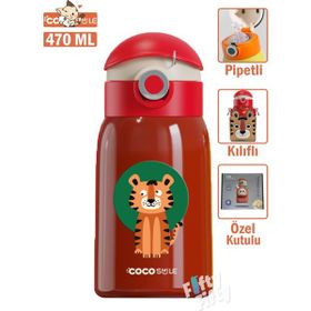 Vagonlife Cocosmile 470 ml Kırmızı Pipetli Çelik Termos