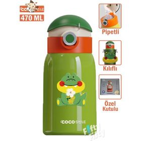 Vagonlife Cocosmile 470 ml Yeşil Pipetli Çelik Termos