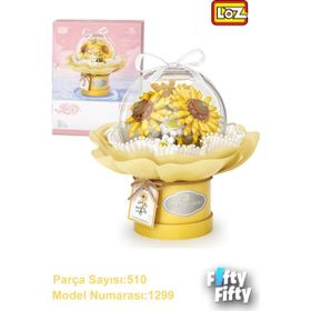 Vagonlife FFLZ-1299 Ledli Sarı Dekoratif ve Koleksiyonluk Çiçek Buketi 510 Parça Yapım Seti