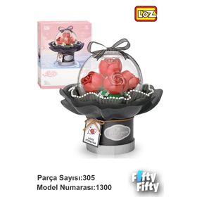 Vagonlife FFLZ-1300 Ledli Kırmızı Dekoratif ve Koleksiyonluk Çiçek Buketi 305 Parça Yapım Seti
