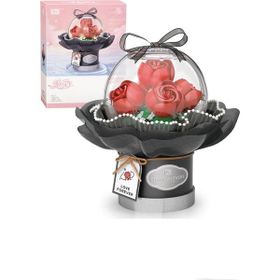 Vagonlife FFLZ-1300 Ledli Kırmızı Dekoratif ve Koleksiyonluk Çiçek Buketi 305 Parça Yapım Seti