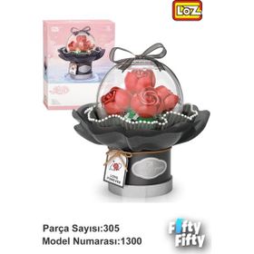 Vagonlife FFLZ-1300 Ledli Kırmızı Dekoratif ve Koleksiyonluk Çiçek Buketi 305 Parça Yapım Seti
