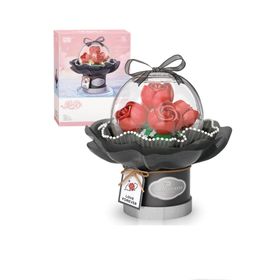 Vagonlife FFLZ-1300 Ledli Kırmızı Dekoratif ve Koleksiyonluk Çiçek Buketi 305 Parça Yapım Seti