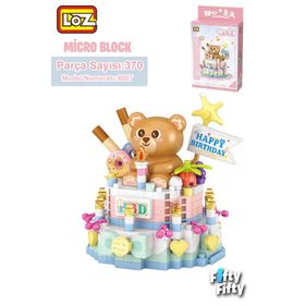 Vagonlife FFLZ-8807 LOZ Micro Block Serisi Sevimli Pasta 370 Parça Oyuncak Yapım Seti