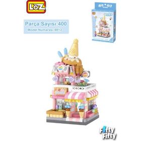 Vagonlife FFLZ-8813 Loz Micro Block Serisi Dondurma Dükkanı 400 Parça Oyuncak Yapım Seti