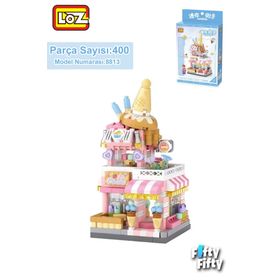 Vagonlife FFLZ-8813 Loz Micro Block Serisi Dondurma Dükkanı 400 Parça Oyuncak Yapım Seti