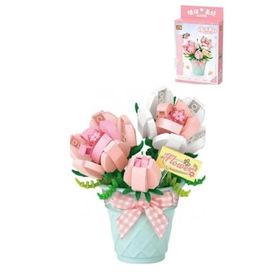 Vagonlife FFLZ-8836 LOZ Micro Block Serisi Çiçek Buketi 230 Parça Oyuncak Yapım Seti