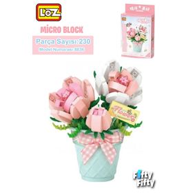 Vagonlife FFLZ-8836 LOZ Micro Block Serisi Çiçek Buketi 230 Parça Oyuncak Yapım Seti