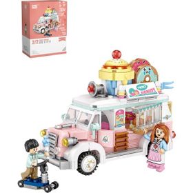 Vagonlife LZ1738 Mini Block Serisi Food Truck Yemek Kamyonu 582 Parça Oyuncak Yapım Seti