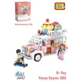 Vagonlife LZ1738 Mini Block Serisi Food Truck Yemek Kamyonu 582 Parça Oyuncak Yapım Seti