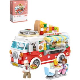 Vagonlife LZ1739 Mini Block Serisi Food Truck Pizza Kamyonu 490 Parça Oyuncak Yapım Seti