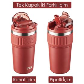 Vagonlife TKK 2023 630 ml Kırmızı Özel Seri Çelik Mug Pipetli Termos