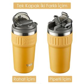 Vagonlife TKK 2023 630 ml Sarı Özel Seri Çelik Mug Pipetli Termos