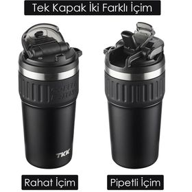 Vagonlife TKK 2023 630 ml Siyah Özel Seri Çelik Mug Pipetli Termos