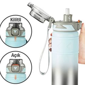 Vagonlife TKK T2025 Mavi Beyaz 900 ml Çelik Termos