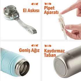 Vagonlife TKK T2025 Mavi Beyaz 900 ml Çelik Termos