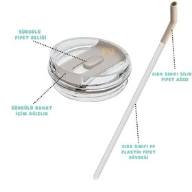 Vagonlife Tumbler 950 ml Pipetli Pipetsiz Kullanım Fonksiyonel Kulplu Paslanmaz Açık Mavi Çelik Termos