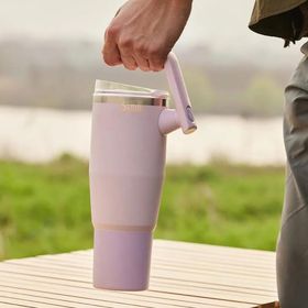 Vagonlife Tumbler 950 ml Pipetli Pipetsiz Kullanım Fonksiyonel Kulplu Paslanmaz Açık Mavi Çelik Termos