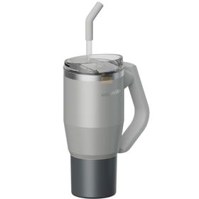Vagonlife Tumbler 950 ml Pipetli Pipetsiz Kullanım Fonksiyonel Kulplu Paslanmaz Gri Çelik Termos
