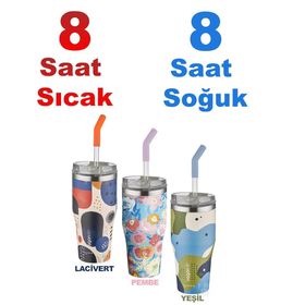 Vagonlife Tumbler Özel Desenli Cup 590 ml Yeşil Vakumlu Paslanmaz Çelik Termos