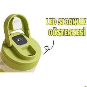Vagonlife VGN2009 600 ml LED Sıcaklık Göstergeli Yeşil Çelik Termos