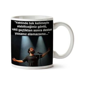 Vaktinde Tek Kelimeyle Baskılı Kupa