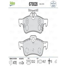 Valeo 670028 Arka Fren Balatası