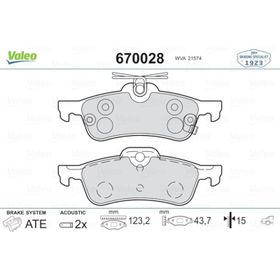 Valeo 670028 Arka Fren Balatası