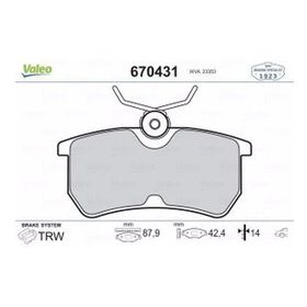 Valeo 670431 Arka Fren Balatası