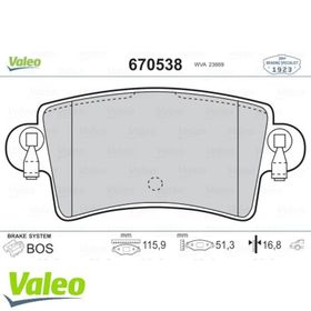 Valeo 670538 Arka Fren Balatası