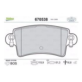 Valeo 670538 Arka Fren Balatası
