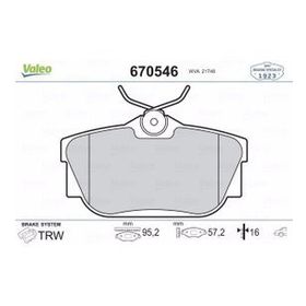 Valeo 670546 Arka Fren Balatası