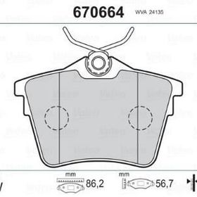Valeo 670664 Arka Fren Balatası