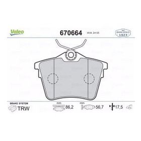 Valeo 670664 Arka Fren Balatası