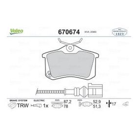 Valeo 670674 Arka Fren Balatası