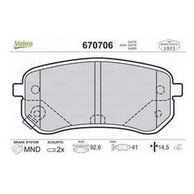 Valeo 670706 Arka Fren Balatası