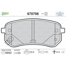 Valeo 670706 Arka Fren Balatası