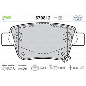 Valeo 670812 Arka Fren Balatası