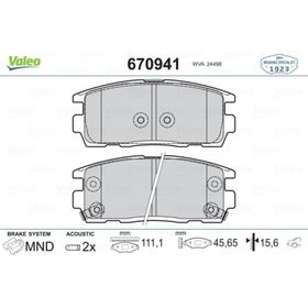 Valeo 670941 Arka Fren Balatası
