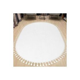Valery Home Oval Comfort Puffy Beyaz 80x300 cm Ponpon Saçaklı Peluş Halı Yolluk