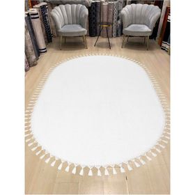 Valery Home Oval Comfort Puffy Beyaz 80x350 cm Ponpon Saçaklı Peluş Halı Yolluk