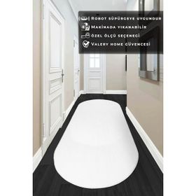 Valery Home Oval Comfort Puffy Overloklu Peluş Yolluk Beyaz 100x450 cm Yolluk