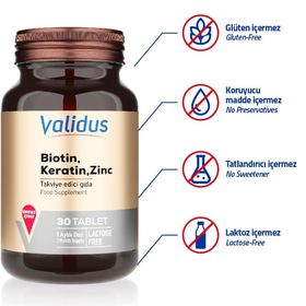 Validus Biotin Keratin Zinc 30 Tablet